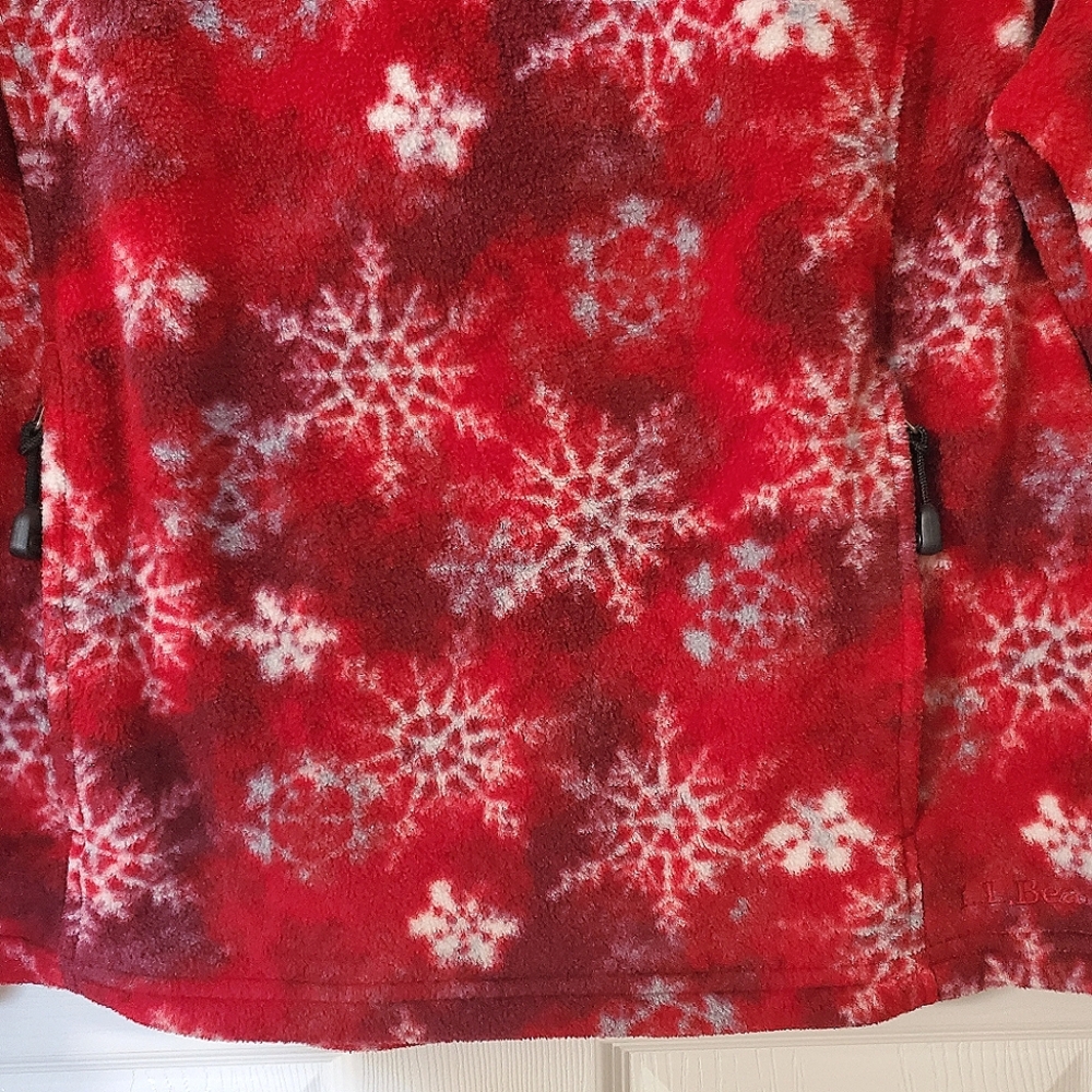 LL Bean Red Snowflake Fleece Pullover Jacket Women's Size 1X - Picture 6 of 7